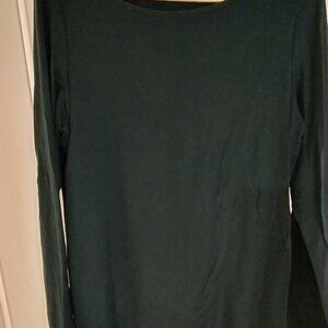Eileen Fisher Boat Neck Long Sleeve Top in Teal Size Large